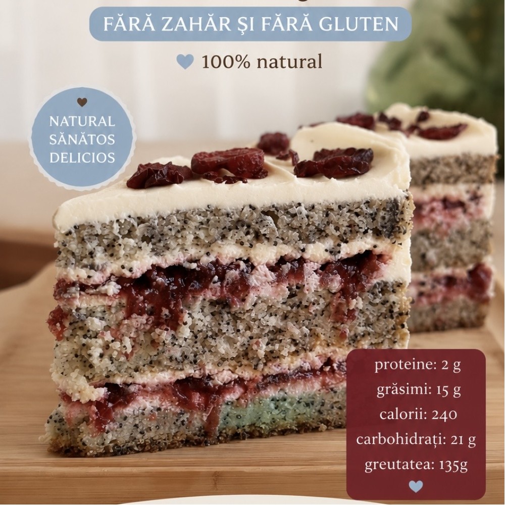 Tort fara zahar si gluten "MacVisina" (porție 150g)