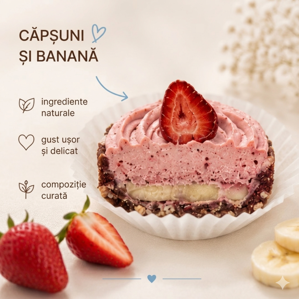 „Srawberry banana” prajitura fara zahar (45g)